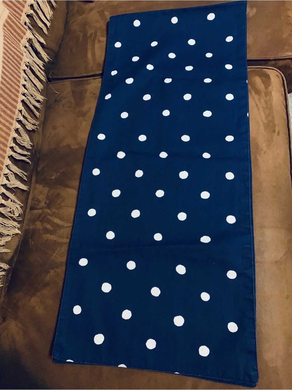 Navy Polka Dot Table Runner- Classic Playful Style